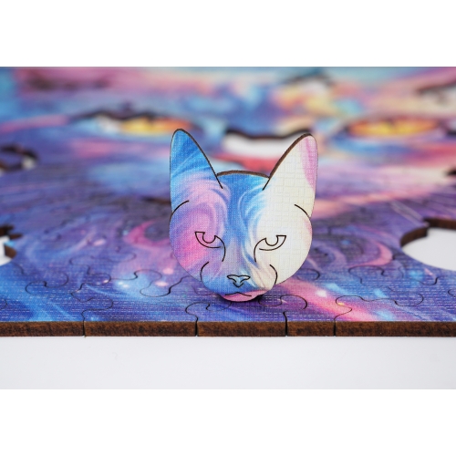 Puzzle Drewniane 25 x 25 cm KOT 140 Elementów Układanka Drewniana